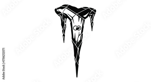 Sharp icicle with a cool, crystalline texture, symbolizing winter's icy grip.