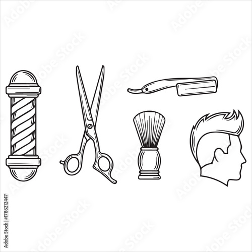 barber shop icon black line art 