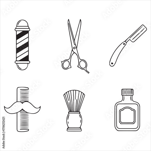 barber shop icon black line art 