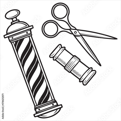 barber shop icon black line art 