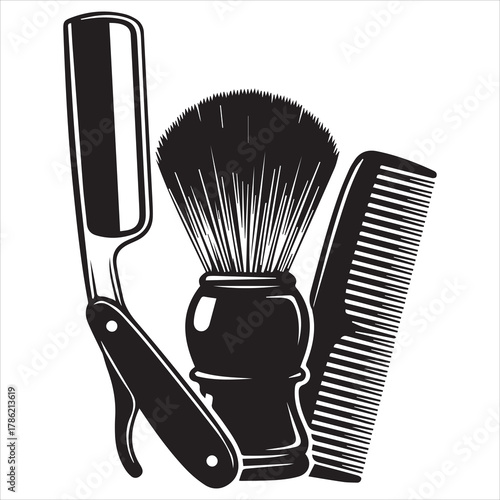 barber shop icon black line art 