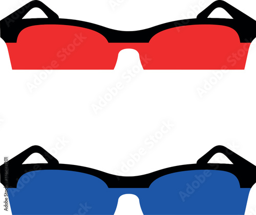 Vector illustration set of stylish red and blue cat-eye sunglasses