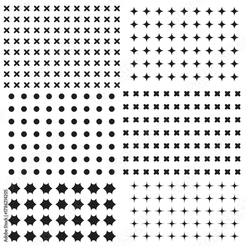 Set of black and white geometric patterns