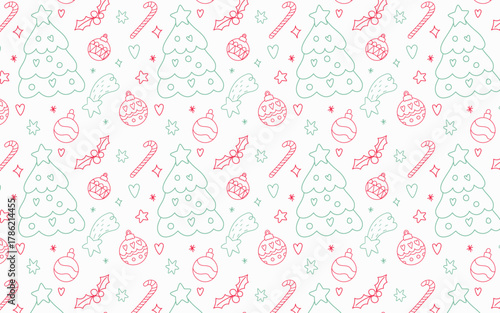 Christmas Cute Doodle Pattern Seamless 