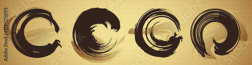 筆で書いた円形のベクター素材。