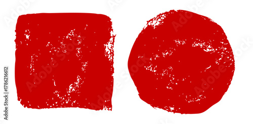 赤い落款のセット。ベクターのスタンプ素材。