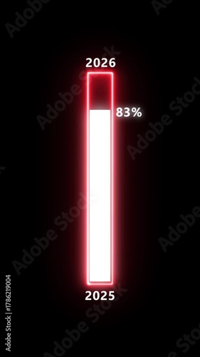 Abstract glowing Loading bar animation from 2025 to 2026 new year transfer animation. Year change concept. Loading complete from 2025 to 2026. Timer counts new year concept.