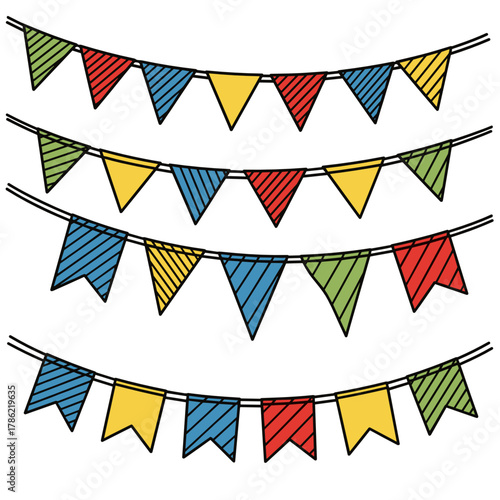 Colorful festive flags and bunting for holiday celebrations  
