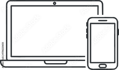 Vector Icon Illustration Material Laptop and cel phone.