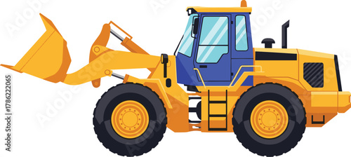 Yellow Front-End Loader Construction Vehicle Vector