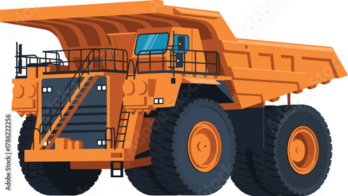Large Mining Dump Truck Heavy Equipment Vector Illustration