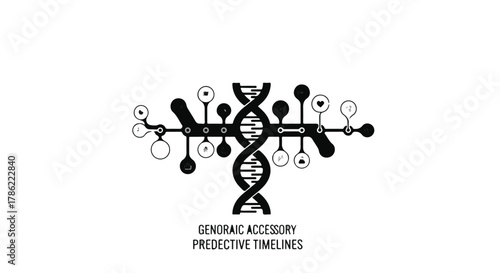 Abstract representation of DNA and interconnected elements symbolizing genetic research and timelines