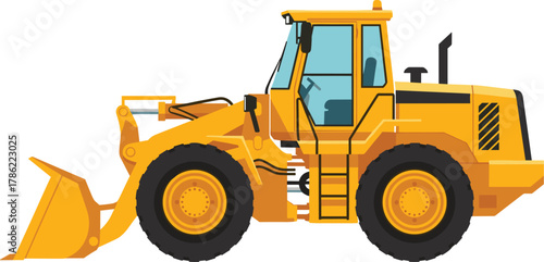 Yellow Front-End Wheel Loader Construction Vehicle Vector