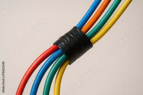 Colorful Wires Connected with Insulating Tape