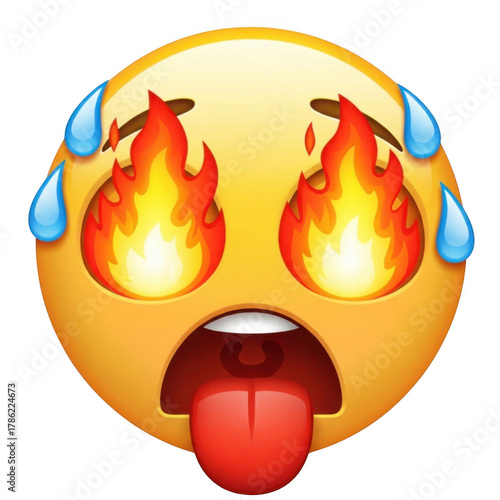 Hot emoji isolated on transparent background