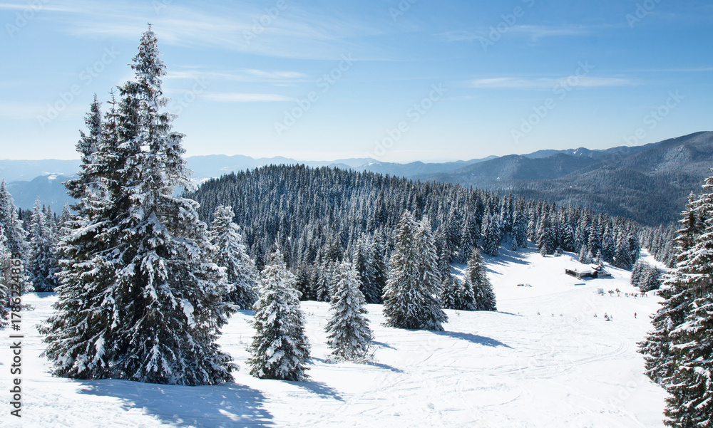 Obraz premium Ski resort Pamporovo in the Rhodopes mountains in Bulgaria