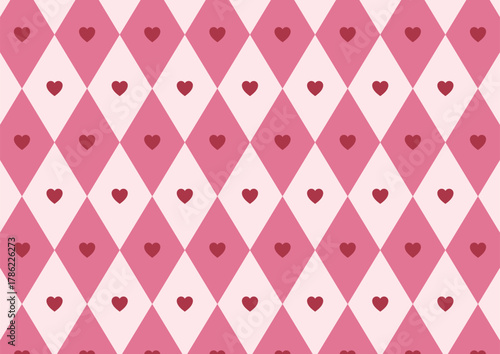ハートモチーフのチェッカーボード柄素材 バレンタイン
