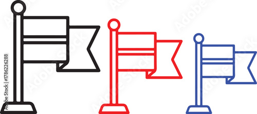 Simple outline icon of a flag on a pole symbolizing mission goals and achievement