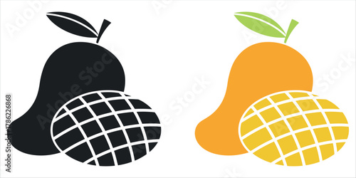 Vibrant mangoes with leaves and globe icons symbolizing healthy global food and tropical fruit business opportunities.