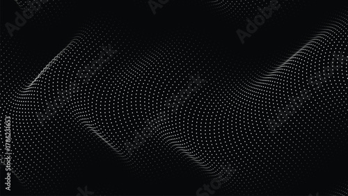 Stunning abstract dots flowing dynamically on black background for modern design