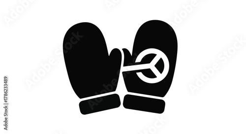 Warm winter mittens united by a symbol of peace