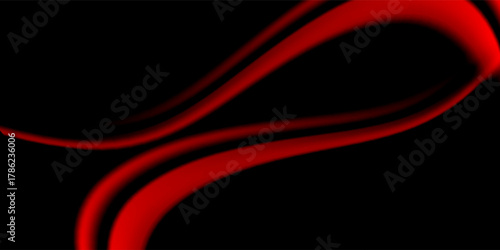 Dark abstract background with red glowing wave lines on black, creating a dramatic and elegant flowing design. Suit for banner, web, brochure, pamflet and presentation