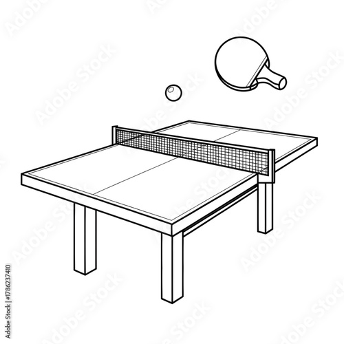 Table Tennis Coloring Page – Ping Pong Vector Illustration for Kids and Adults