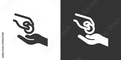 Hand Giving a Coin icon. Solid glyph series icon