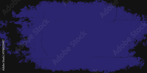 Dark vector illustration of a grunge black night sky with bats, framed by a vintage dirty texture border and silhouette spooky tree design