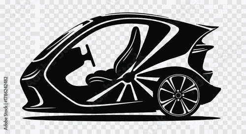 Sleek futuristic electric vehicle silhouette symbolizing innovation and sustainable transport