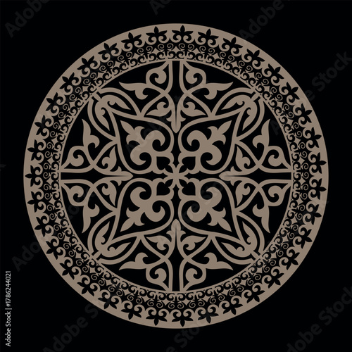  Traditional Persian, Arabic, Turkish, Islamic Pattern. Circular Geometric Ornament. Circle, frame border. Traditional Ornament for ceramic, carpet, shawl, pillow, cushion, laser, porcelain, diches