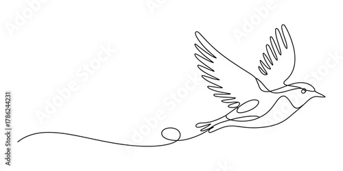 Flying bird continuous line art drawing minimalist freedom design