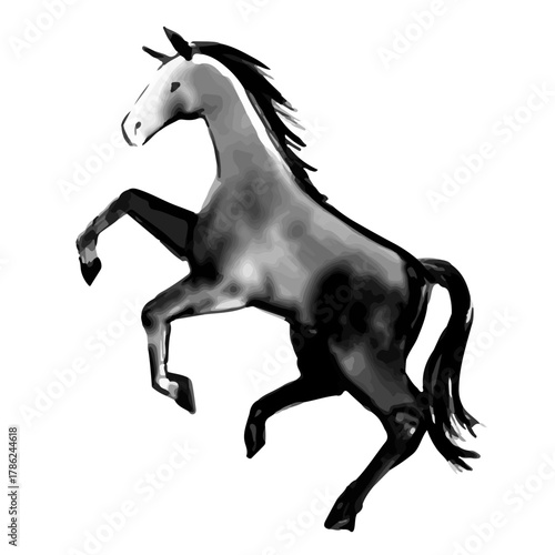 水墨画　馬の和風筆イラスト