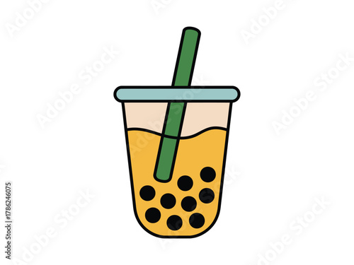 A refreshing glass of bubble tea is ready to be enjoyed.