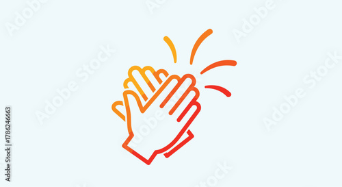 Dynamic clapping hands icon symbolizing applause and celebration with vibrant gradient colors for recognition and achievement moments, Generative AI
