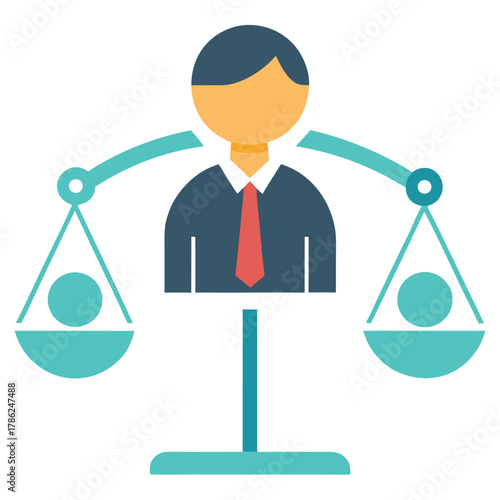 Fair Judgment and Decision Making Vector Illustration, Cartoon Clipart & Line Art Design.eps