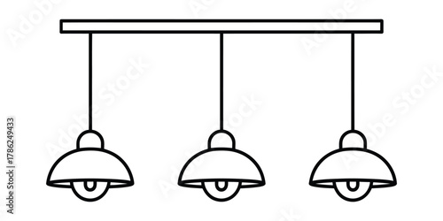 Vector illustration of three modern hanging pendant lights