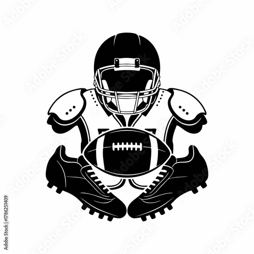 black football gear on white background clip art preview