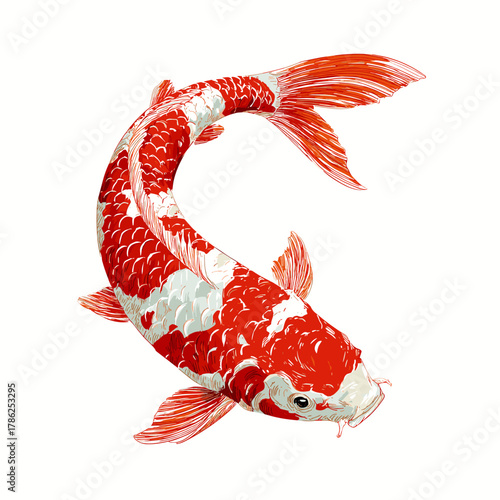 Vector illustration of a koi carp isolated on a white background