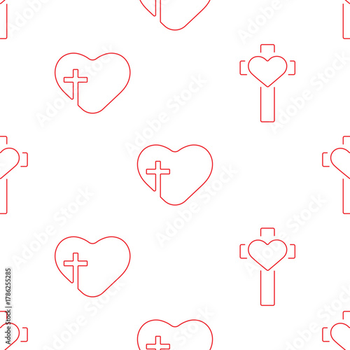 christian cross seamless pattern isolated on transparent background.