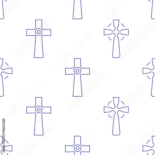 christian cross seamless pattern isolated on transparent background.