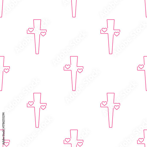 christian cross seamless pattern isolated on transparent background.