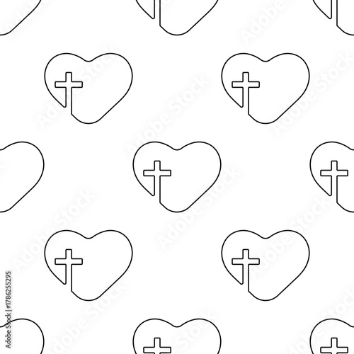 christian cross seamless pattern isolated on transparent background.
