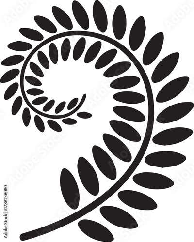 Elegant fern frond spiral design element for nature-inspired branding and creative projects, a calming botanical accent with a modern touch, originally a vector