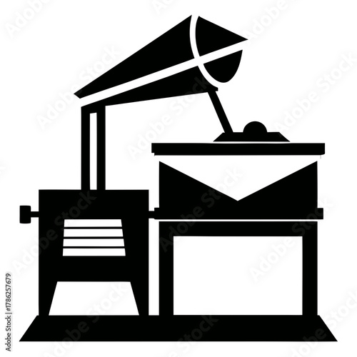 Vintage gramophone silhouette on a table silhouette