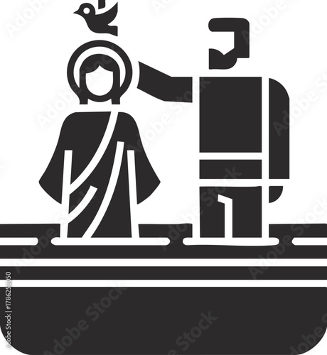 Illustration of Jesus Getting Baptized by John