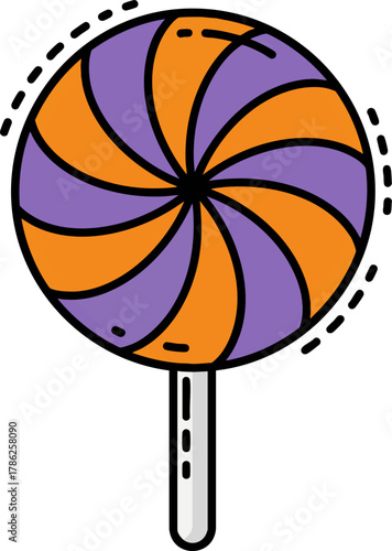 Swirl Lollipop Candy Pinwheel Duotone Vector Icon