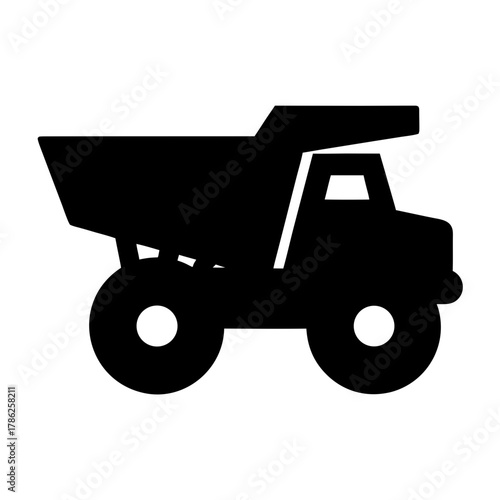 Heavy duty dump truck vehicle silhouette for construction industry