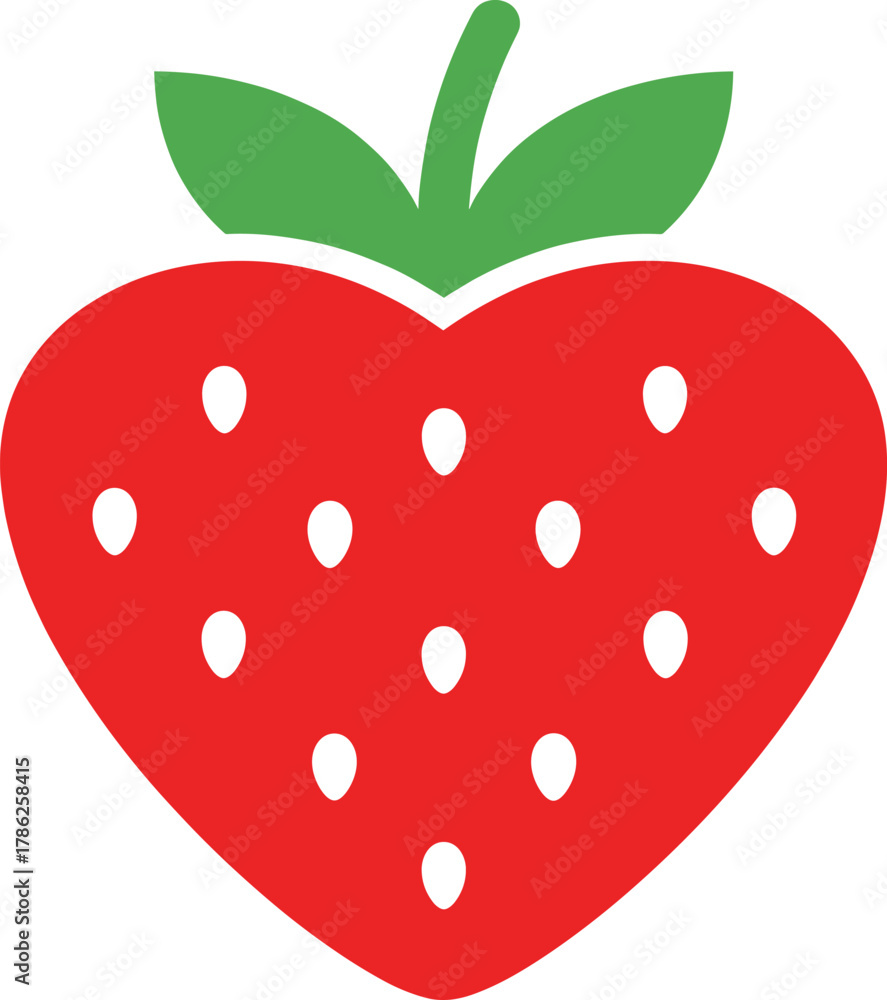 Obraz premium Minimalist Heart Shaped Strawberry Love Icon Vector