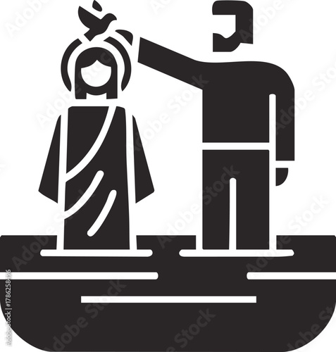 Illustration of Jesus Getting Baptized by John